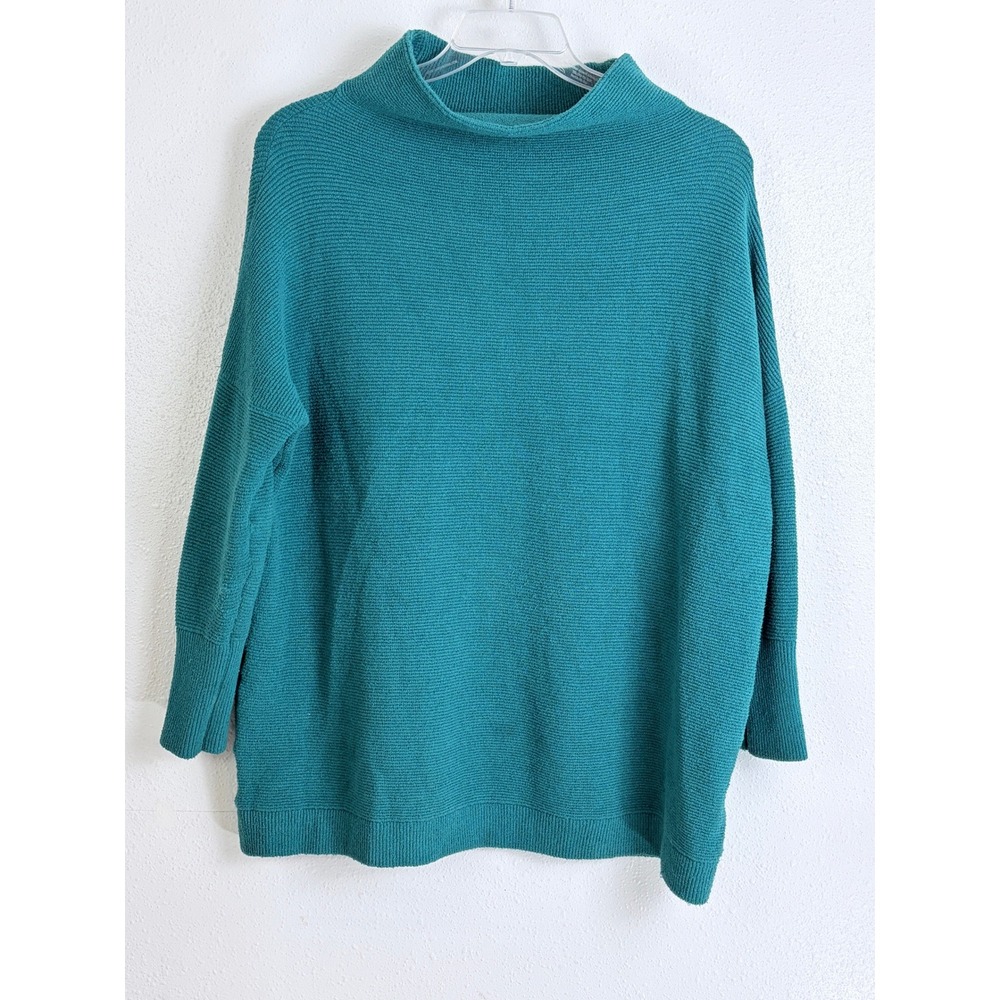 Free People Teal Ribbed Ottoman Slouchy Tunic Womens Size S Sweater